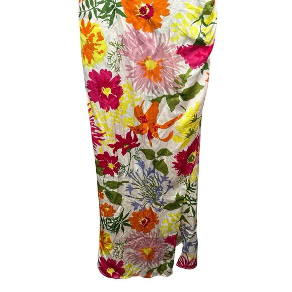 Reformation Marguerite in Fabrizia Floral Silk Satin Side Slit Midi Dress 6 - Picture 7 of 11